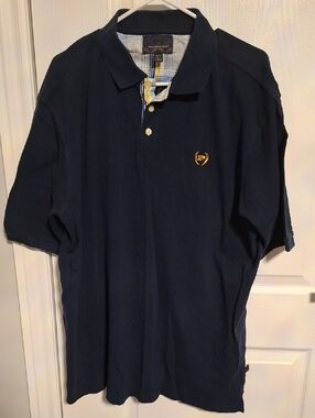 Phat Farm Navy Polo with Yellow Logo Accent